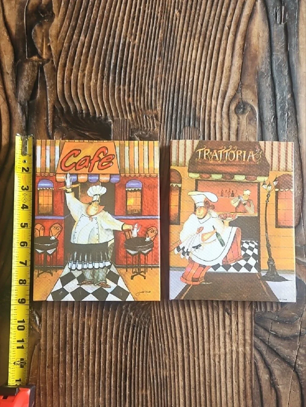 Cafe & Trattoria Decorative Wall Art Set - Rustic Chef Prints in Brown and Tan